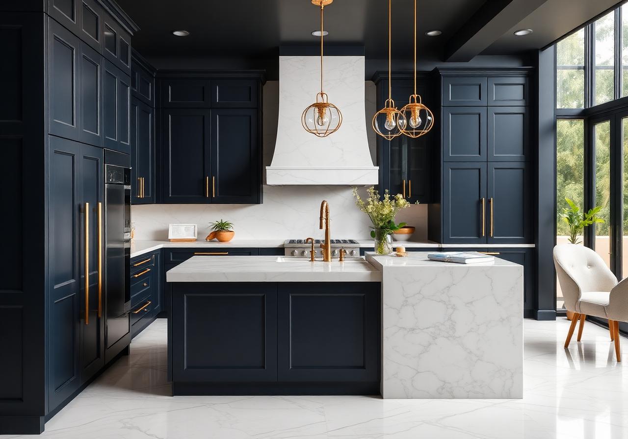 Navy & Marble Kitchen